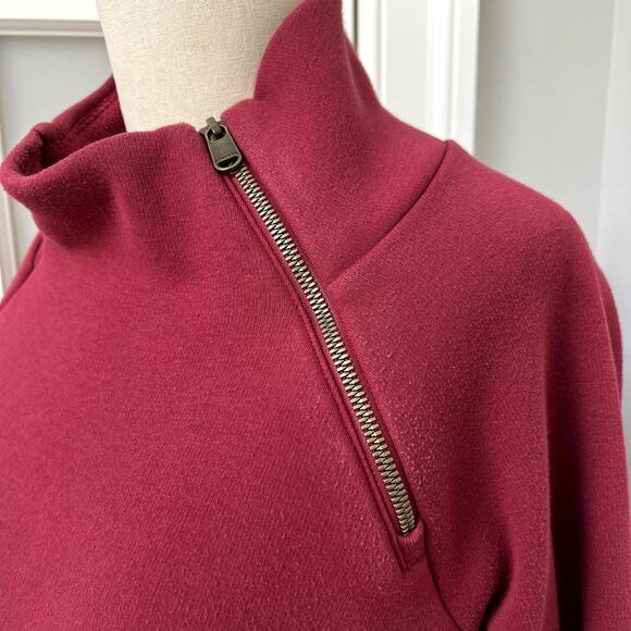 Athleta Cozy Karma Asym Pullover Sweatshirt SlmallDecadent Red - Picture 4 of 8